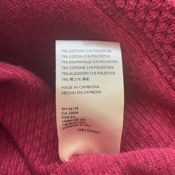 We The Free XL Sweatshirt Top Burgundy Queen Pomegranate Waffle Knit Cropped - Picture 7 of 8